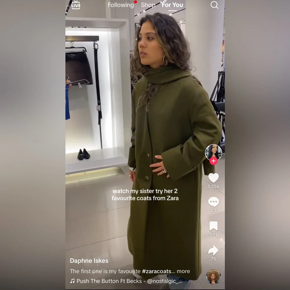 ZARA KHAKI MANTECO WOOL SCARF COAT ZW COLLECTION